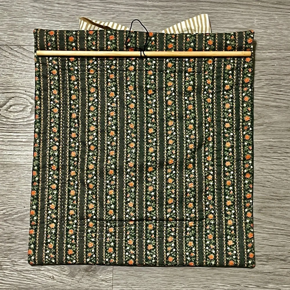 Vintage Crewel Wall Art Hanging Burlap Tapestry Mini Textile 11x11 Handmade Boho